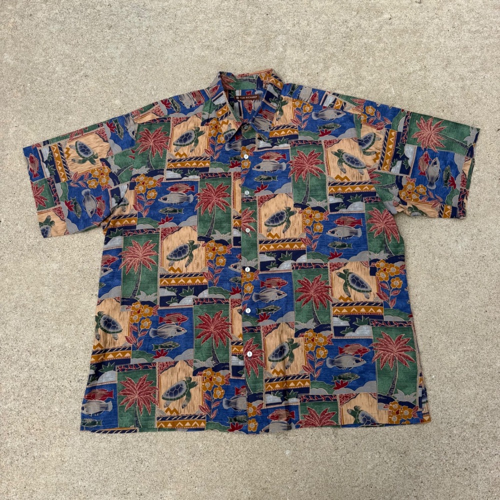 Tori Richard | Hawaiian Shirt Vintage Vibe Sea Turtle Fish Multicolor Mens 2XL - Picture 2 of 13